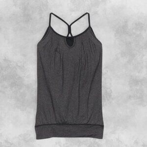 Lululemon No Limits Power Y Zippy Tank Top Built-In Shelf Bra Gray & Black W 4
